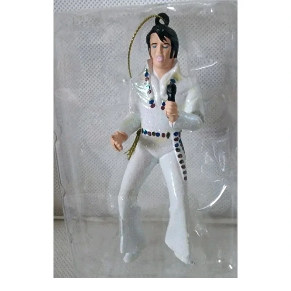 Elvis Presley Christmas Ornament White Jumpsuit‎ Microphone De Noel